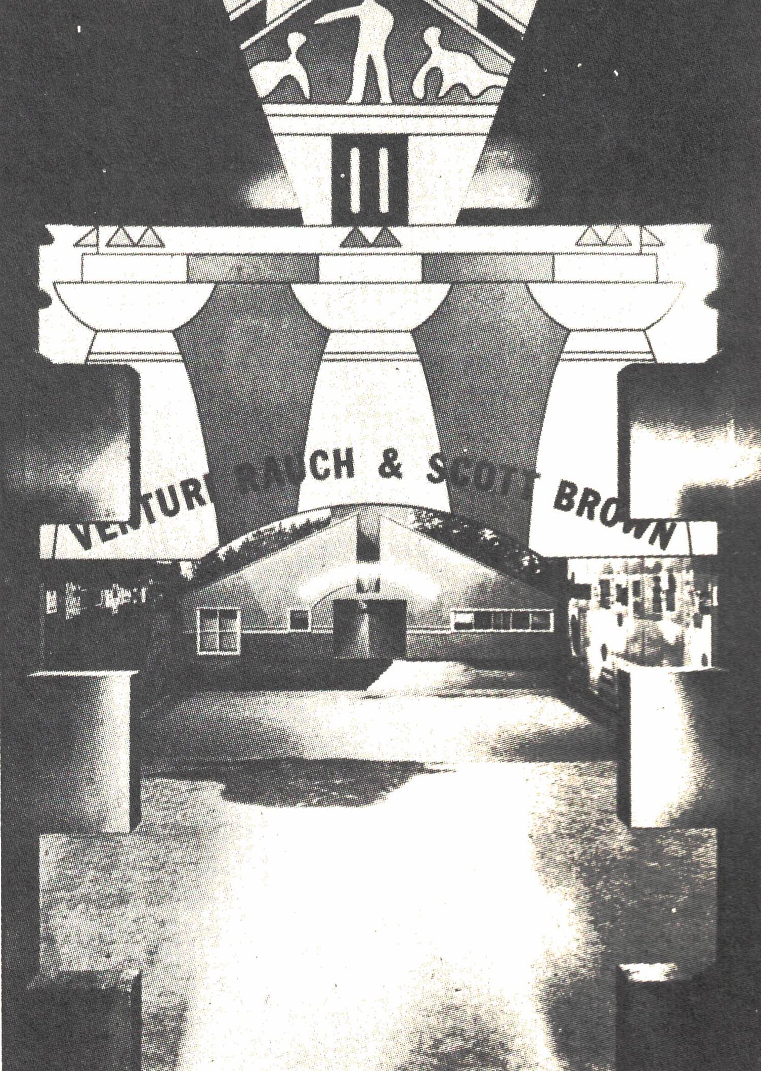 Figura 3. Robert Venturi, Vista da fachada na Strada Novissima, de dentro do estande de Robert Stern, ao fundo maquete da Resistência de Chestnut Hill